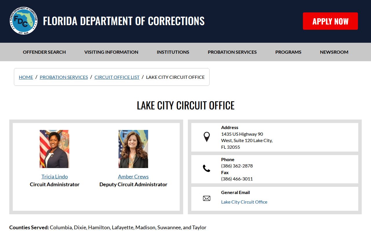Suwannee County Live Oak parole and probation office listing